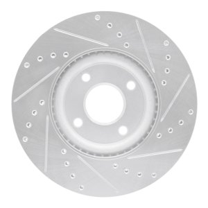 Ford Ecosport Brake Rotor (1) - Front Left - R1 Concepts - Drilled & Slotted - Silver - `18-`22